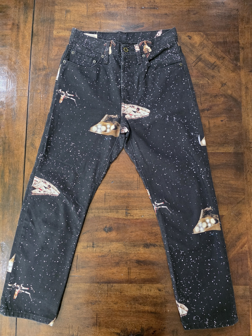 Levi's Black Space-Print Straight Jeans